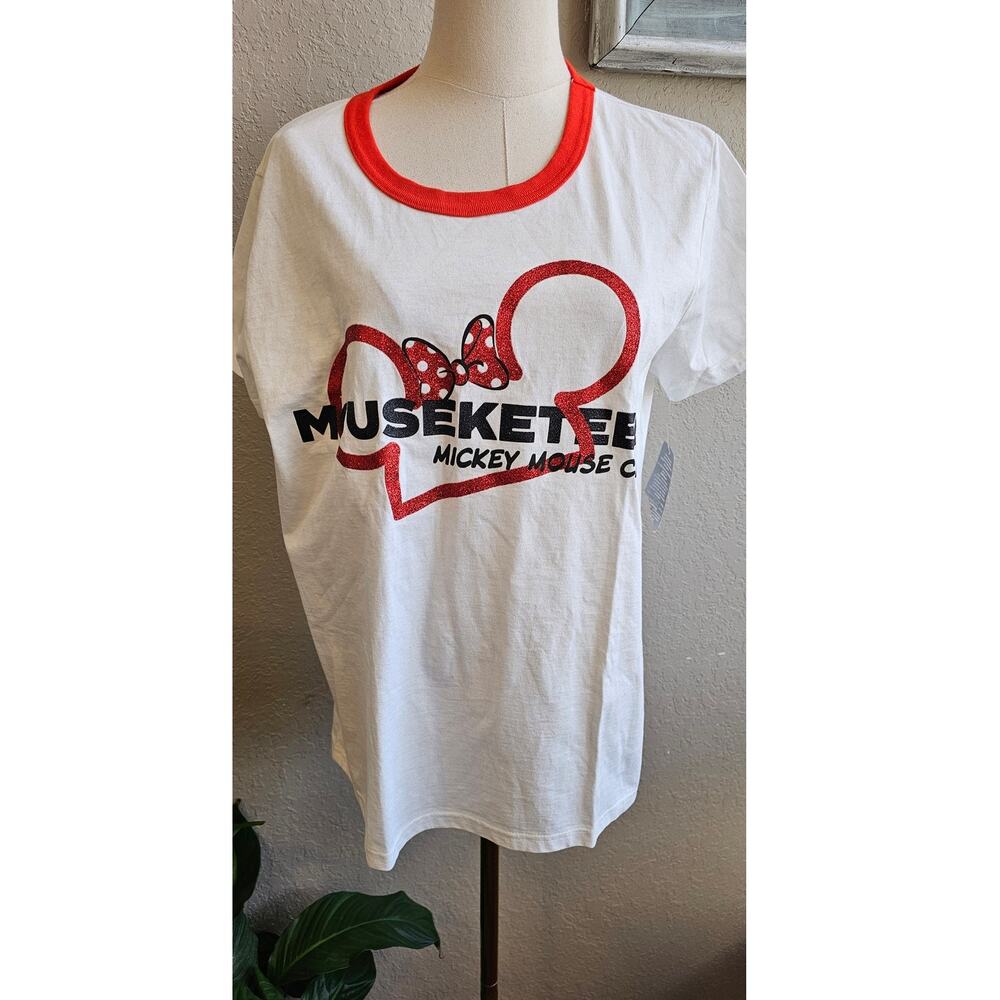 Disney Parks Mouseketeer Women Mickey‎ Mouse Club Soft T-Shirt Sz Large Glitters
